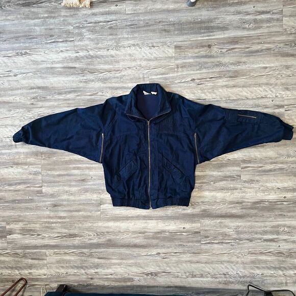 Nike Force Vintage Denim Bomber Jacket Men’s Small 90s Zip Up Made in Taiwan - Picture 7 of 13